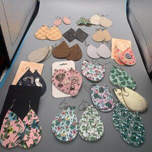 Lot of 20 Assorted Faux Leather Teardrop Earrings